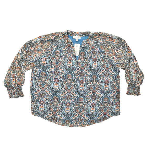 Philosophy Woman Plus Size 2X Paisley Blouse Top Women's Long Sleeve Polyester - Picture 1 of 8